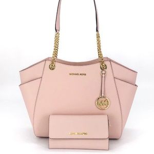 2PCS Michael Kors Jet Set Chain Tote Wallet Set